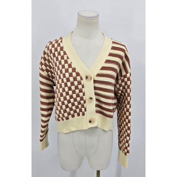 Hem & Thread Mixed Print Semi Cropped Cardigan - Picture 1 of 5